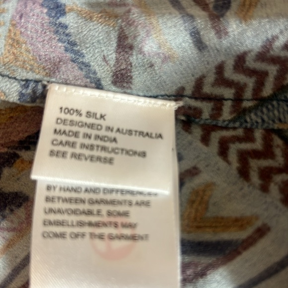 Camilla Embellished 100% Silk V-Neck Boho Mini Dress - Picture 9 of 9